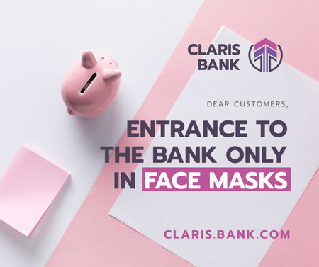 Regras de segurança de quarentena bancária com o Piggy Bank Facebook Modelo de Design