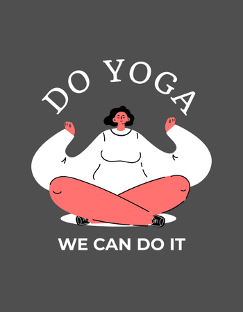 Woman Doing Yoga Exercises in Lotus Pose T-Shirt – шаблон для дизайну