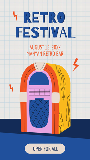Retro Festival Ad with Jukebox Instagram Story Design Template