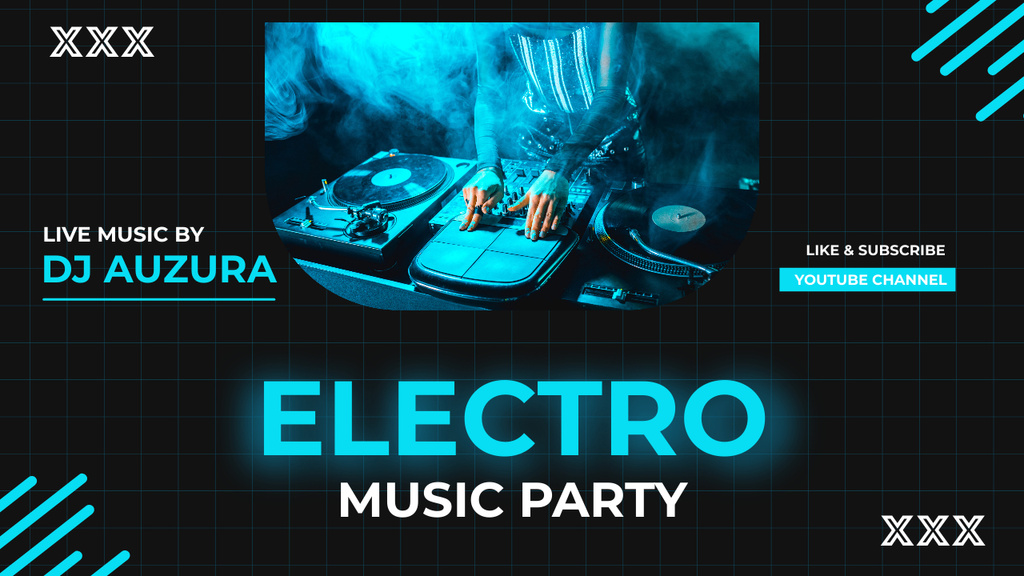 Modèle de visuel Prominent DJ Electro Music Party Announcement - Youtube Thumbnail