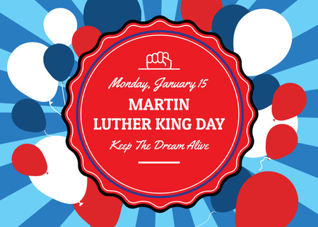 Celebração colorida do dia de Martin Luther King com balões Postcard 5x7in Modelo de Design