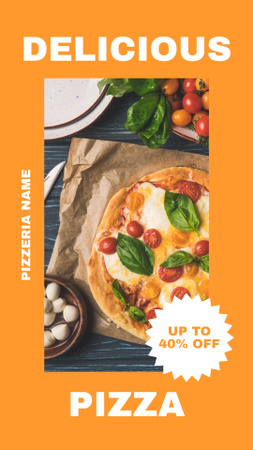 Lezzetli Pizza 40'a Varan İndirim Instagram Story Tasarım Şablonu
