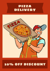 Pizza Delivery Discount Offer with Young Courier