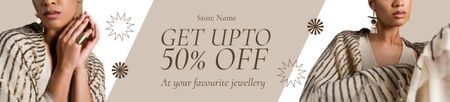 Modèle de visuel Jewelry Sale Offer with Ring and Earring - Ebay Store Billboard
