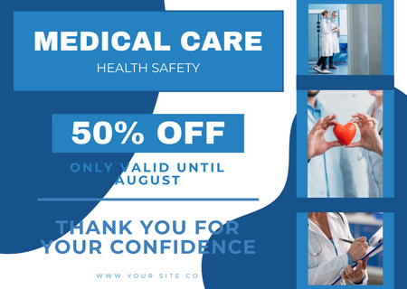 Medical Care Ad with Offer of Discount Card Design Template