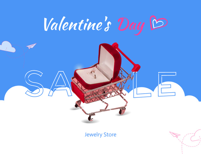 Valentine's Day Jewelery Shopping Thank You Card 5.5x4in Horizontal Design Template
