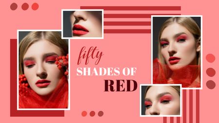 Fashion Makeup in Red Shades Title Modelo de Design