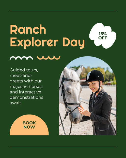 Szablon projektu Unforgettable Ranch Explorer Day With Discounts And Booking Instagram Post Vertical