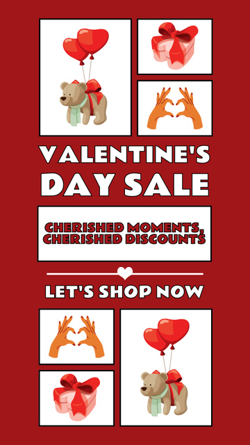 Valentine's Day Sale For Gifts Available Now Instagram Story Πρότυπο σχεδίασης