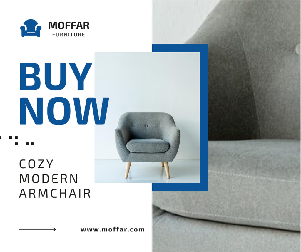 Plantilla de diseño de Furniture Store Ad Armchair in Grey Facebook 