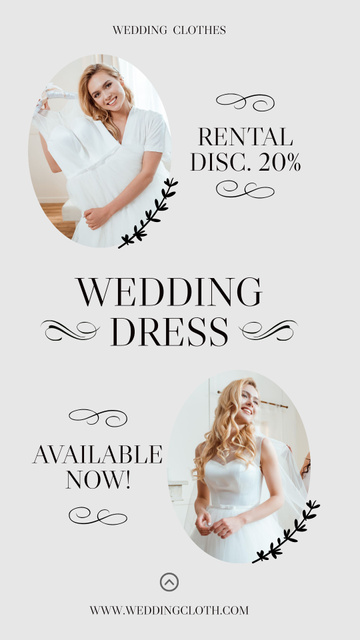 Rental wedding dresses elegant collage Instagram Story Design Template