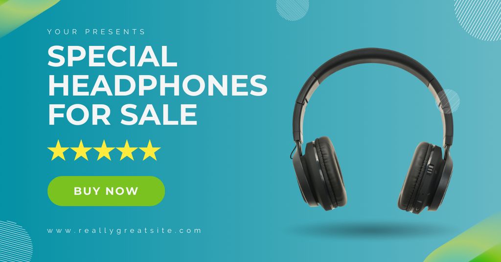 Promotion Special Model Headphones for Sale Facebook AD Tasarım Şablonu