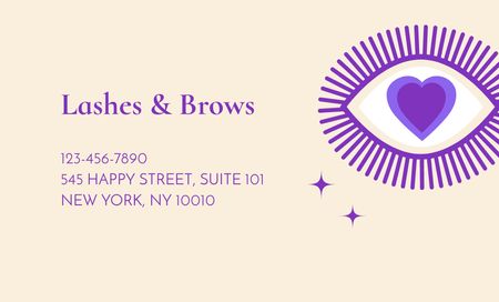 Beauty Studio Services for Brows and Lashes Business Card 91x55mm Modelo de Design