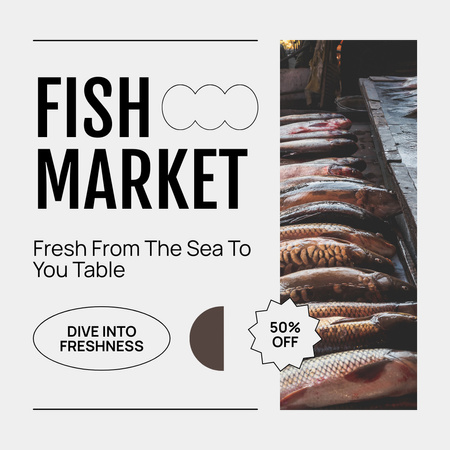 Discount Offer with Fish on Market Animated Post Design Template