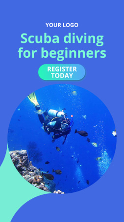 Scuba Diving Ad with Man in Apparel Underwater TikTok Video Design Template