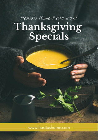 Thanksgiving Special Menu with Vegetable Soup Flyer A7 Design Template