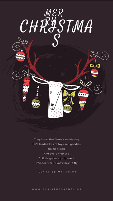 Christmas Greeting with Baubles on Deer Antlers Instagram Video Story – шаблон для дизайна