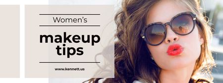Makeup Tips with Beautiful Young Woman Facebook cover Modelo de Design