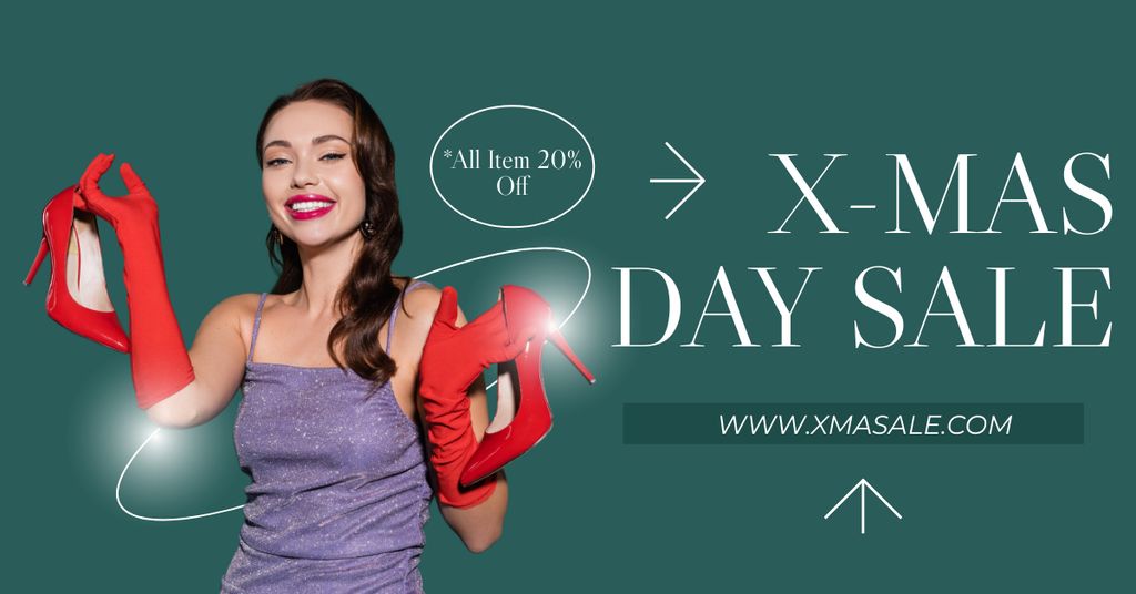 X-mas Day Fashion Sale Green Facebook AD Πρότυπο σχεδίασης