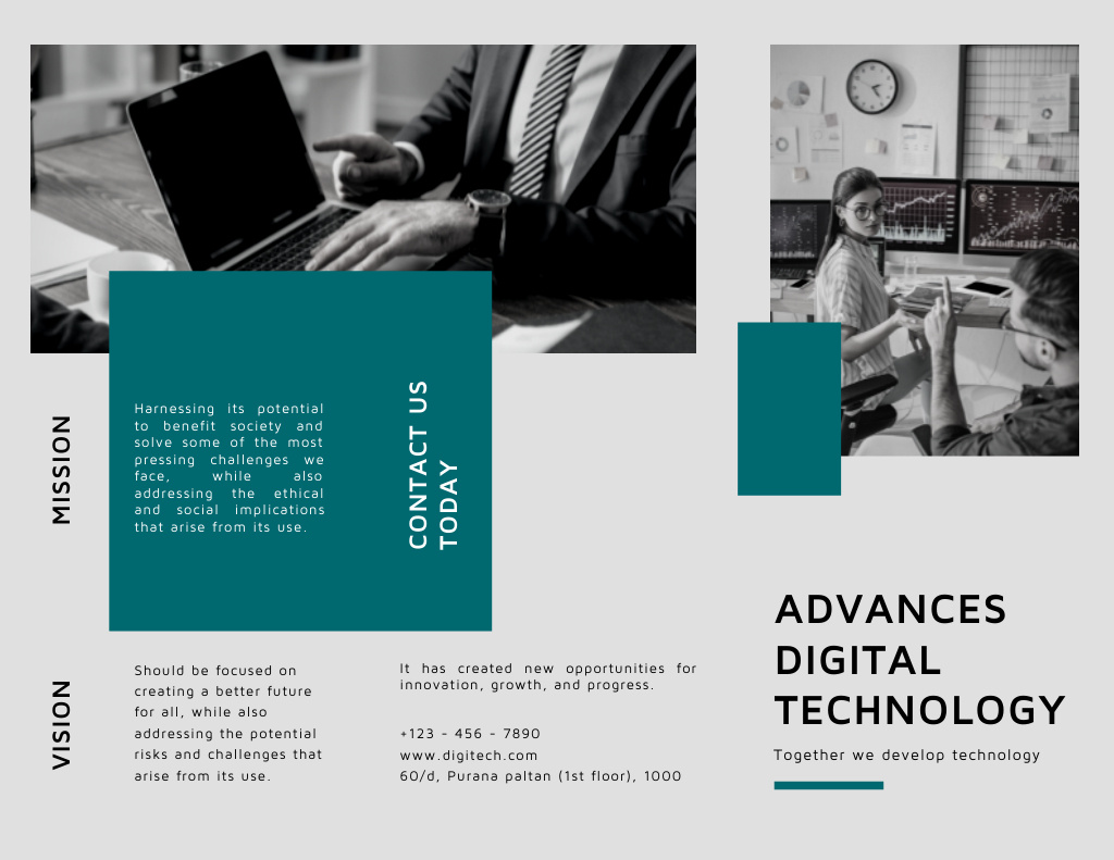 Digital Agency Service Offering Brochure 8.5x11in Modelo de Design