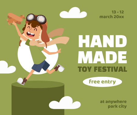 Plantilla de diseño de Anuncio del festival de juguetes hechos a mano para niños Facebook 