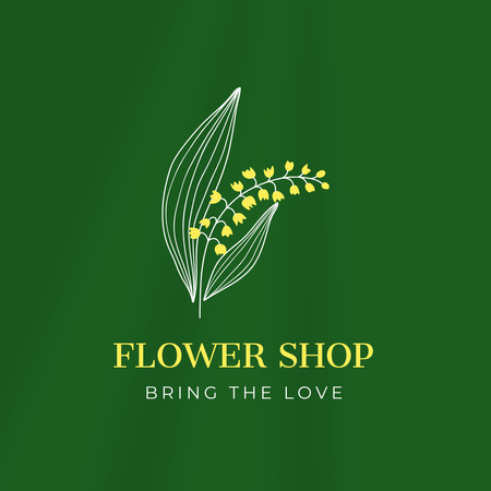 Flower Shop Ad on Green Logo 1080x1080pxデザインテンプレート