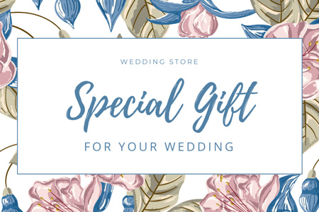 Esküvői üzlet hirdetés virágmintával Gift Certificate tervezősablon