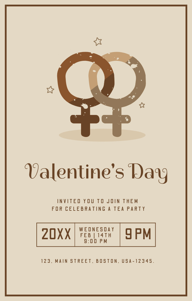 Valentine's Day Party for Girls Invitation 4.6x7.2in Tasarım Şablonu