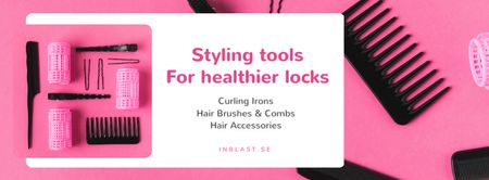Hairdressing Tools Sale in Pink Facebook cover Design Template
