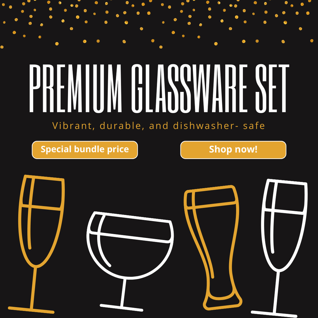 Offer of Premium Glassware Set Instagram Tasarım Şablonu