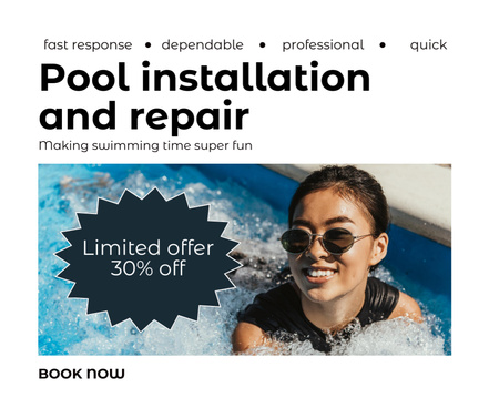 Plantilla de diseño de Oferta limitada de instalación y reparación de piscinas Facebook 