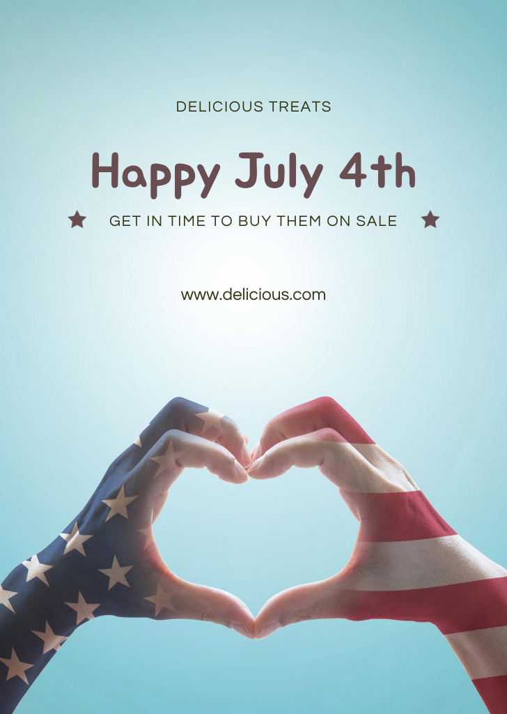 USA Independence Day Sale With Love Gesture Postcard A6 Vertical Πρότυπο σχεδίασης