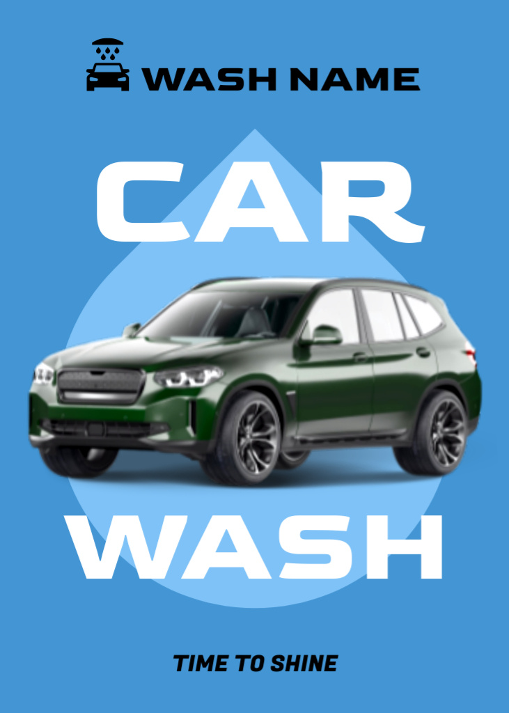 Designvorlage Car Wash Services with Modern Automobile für Flayer