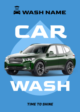 Serviços de lavagem de carros com automóveis modernos Flayer Modelo de Design