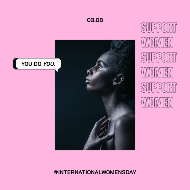 Motivation for Support on International Women's Day Instagramデザインテンプレート