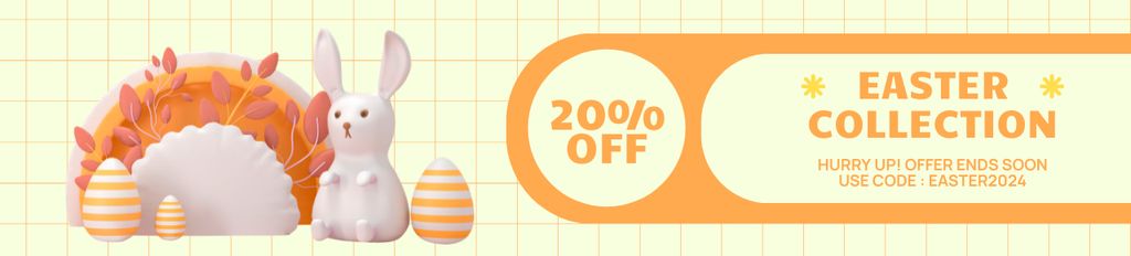 Easter Collection Promo with Cute Little White Bunny Ebay Store Billboard Design Template