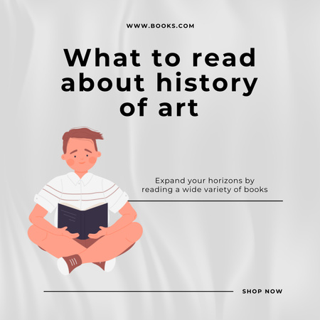 Illustration of Man Reading Book Instagram Design Template