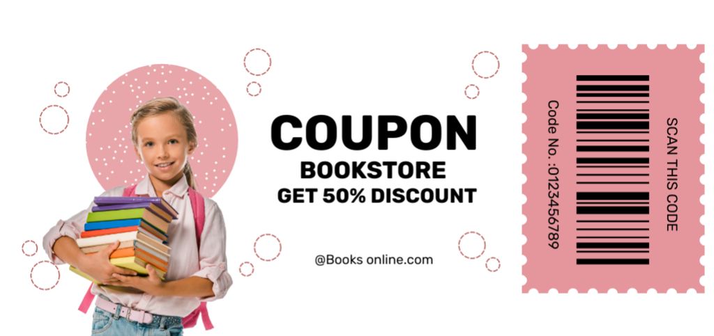 Schoolgirl with Textbooks at Discount Coupon Din Large Modelo de Design