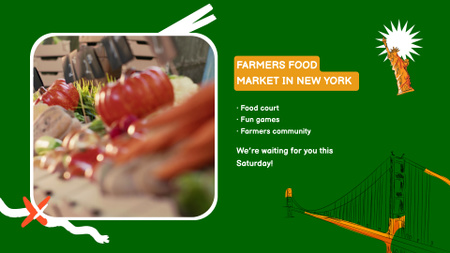 Farmers Food Market With Fresh Veggies Announcement Full HD video tervezősablon