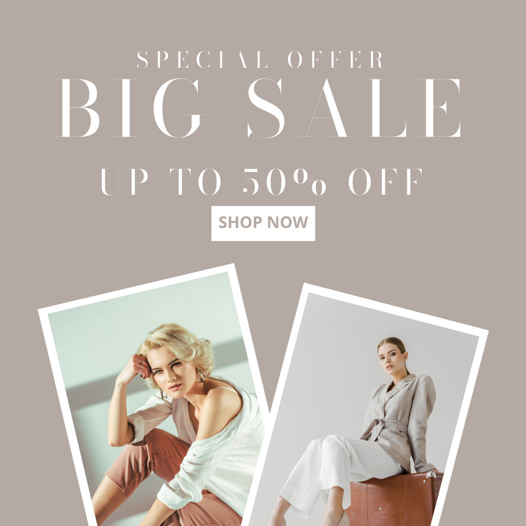 Szablon projektu Clothing Big Sale Announcement At Half Price Instagram