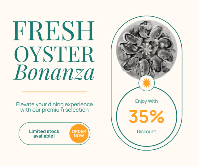 Designvorlage Fresh Oysters Offer with Discount für Facebook