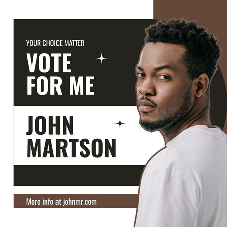 Ontwerpsjabloon van Instagram AD van Afro-Amerikaanse man stelt zijn kandidatuur voor verkiezingen voor