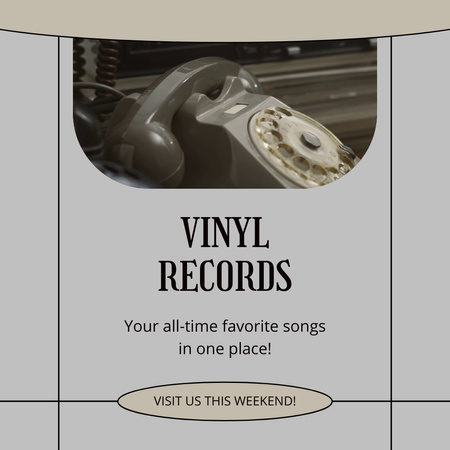 Ontwerpsjabloon van Animated Post van Vinylplaten met All-time Songs-aanbieding