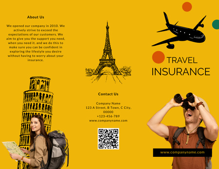 Ontwerpsjabloon van Brochure 8.5x11in van Informatie over reisverzekeringen op geel