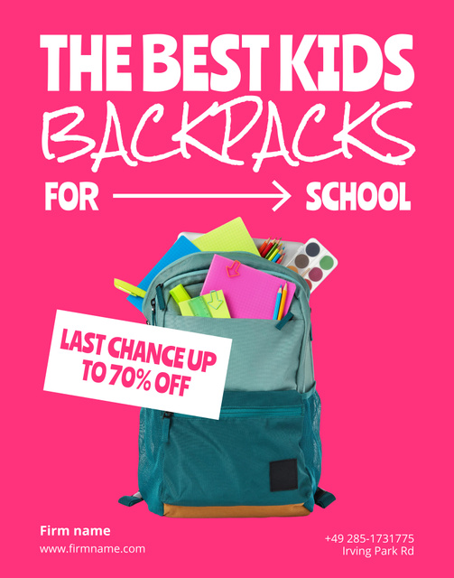 Backpacks for School with Stationery Inside Poster 22x28in Design Template