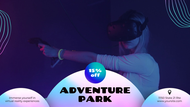 Platilla de diseño Virtual Reality Headset With Discount In Adventure Park Full HD video