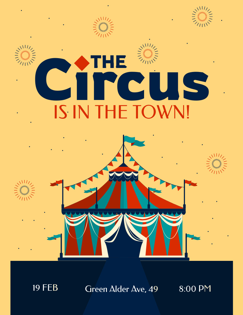 Circus Show in Town with Bright Tent Poster 8.5x11in Design Template