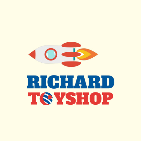 空飛ぶロケット付きおもちゃセールオファー Animated Logoデザインテンプレート