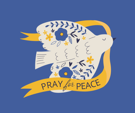 Pigeon with Phrase Pray for Peace in Ukraine Facebook Design Template