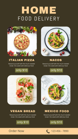 Designvorlage Home Food Delivery für Instagram Video Story